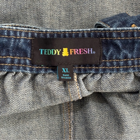 Teddy Fresh Denim Overall Dress, Colorful Buttons, Size XL, GUC - Picture 6 of 8